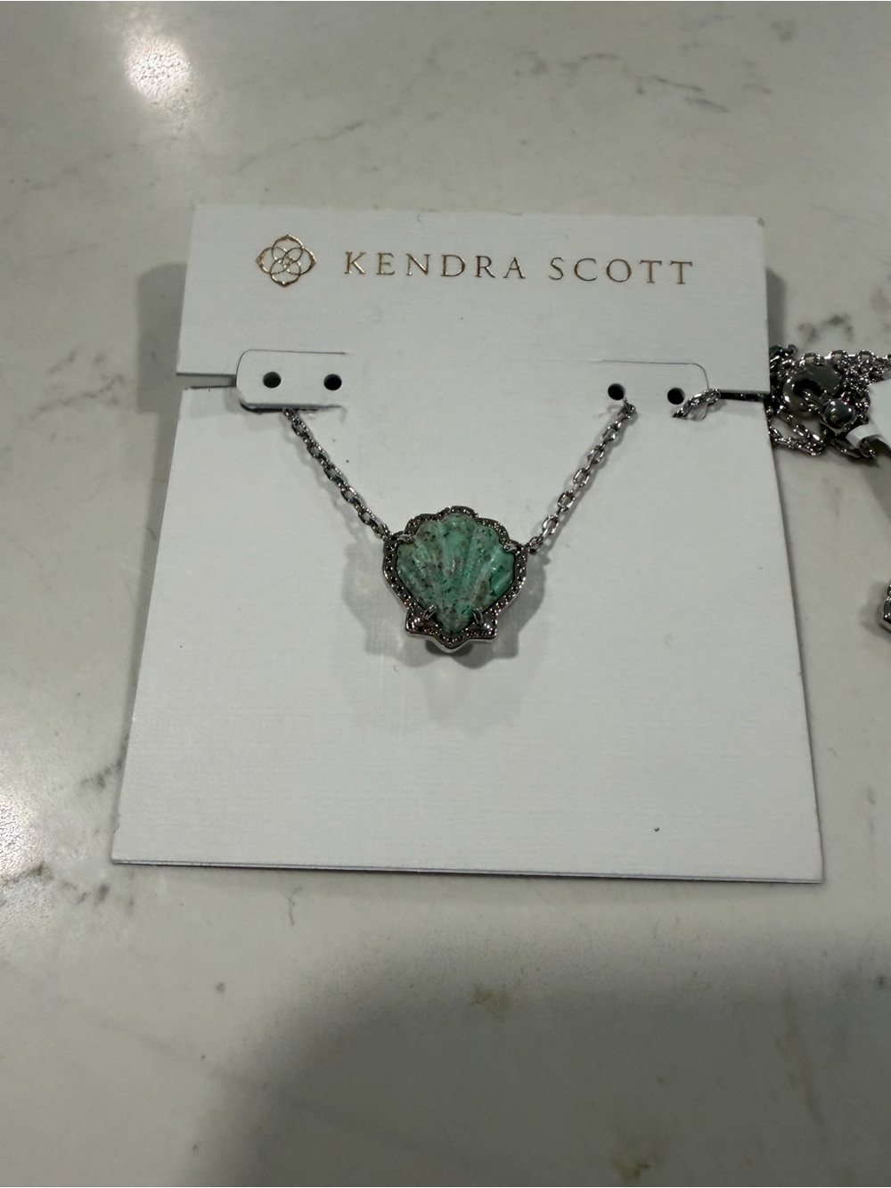 Kendra Scott SilverBRYNNE Necklace with Mint Green Shell Pendant